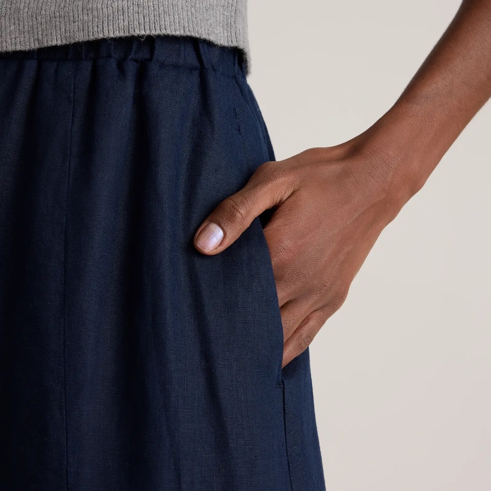 NWT Quince 100% European Linen Maxi Skirt Navy Size Small - Picture 5 of 5